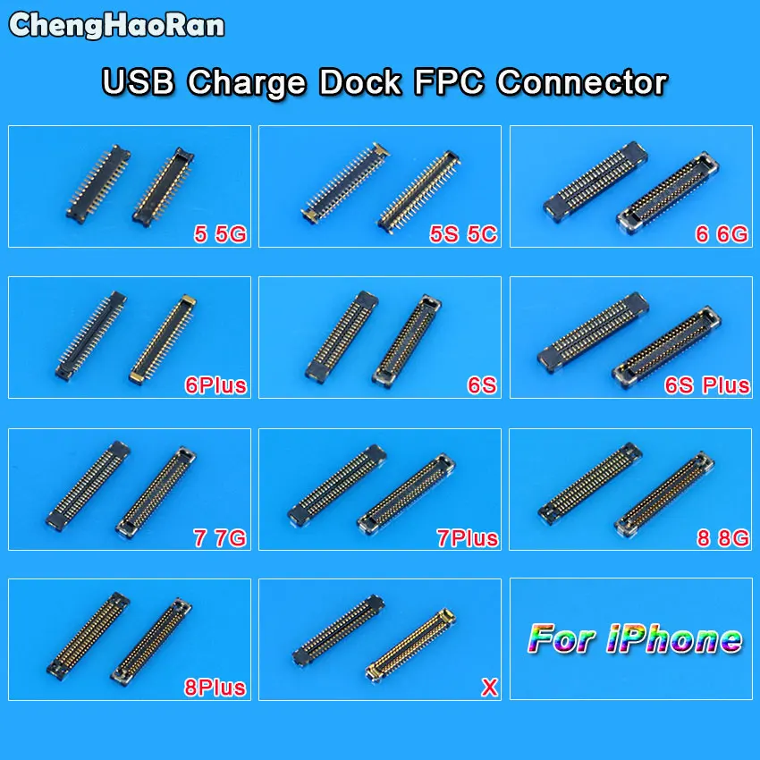 

ChengHaoRan USB Charger Dock Port FPC Connector Plug on Main Board Motherboard Repair For iPhone 5 5S 5C 6 6S 6SP 7G 7 8 Plus X