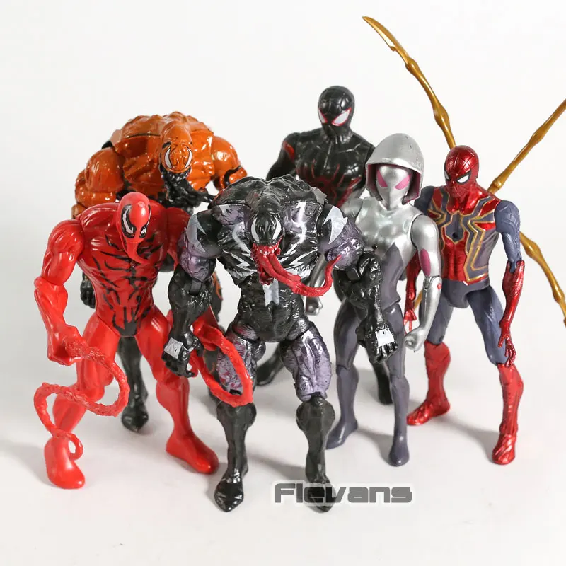 Marvel Человек паук Venom бойню миль Morales Гвен Стейси Супер Герои движущиеся Фигурки Коллекционная модель игрушки 6 шт./компл