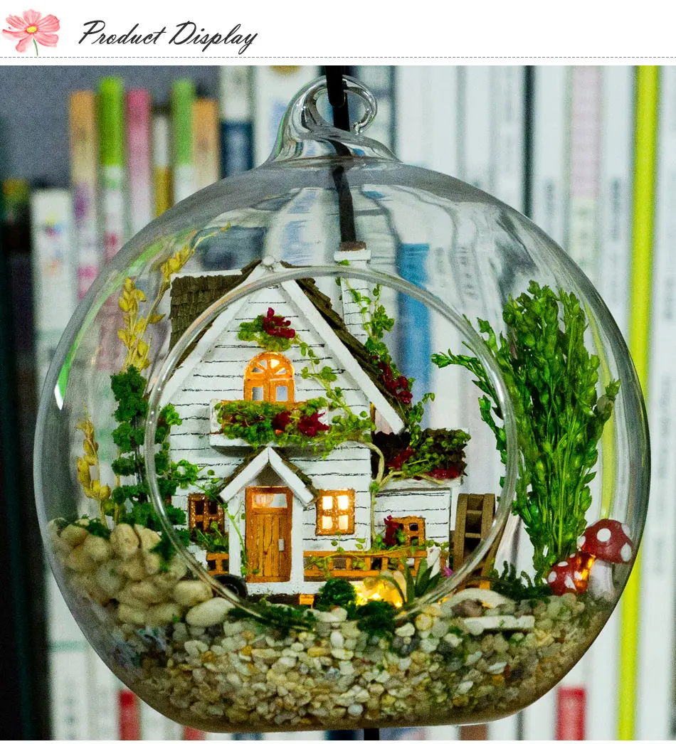 DIY деревянный дом Miniaturas с мебели DIY Миниатюрный стеклянный шар домик кукольный домик игрушка для детей Рождественский подарок лесной дом