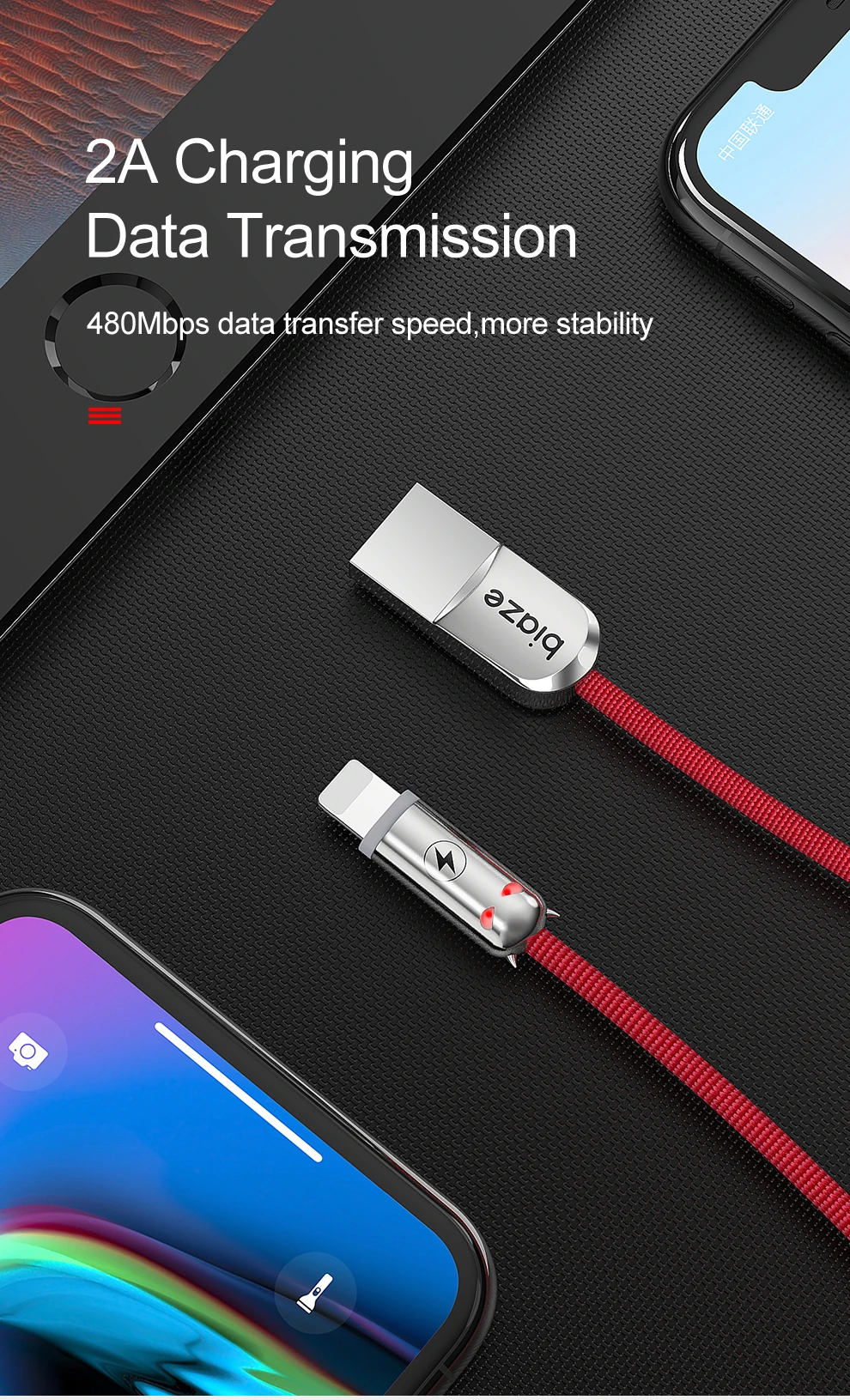 Светодиодный usb-кабель Biaze 1,2 м для iPhone X XS MAX XR 8 7 6 5 6s S plus, кабель для мобильного телефона, быстрый зарядный кабель USB, кабель для передачи данных