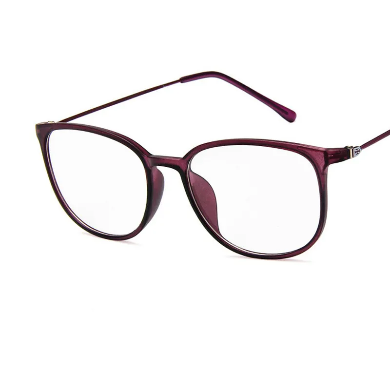 Ретро квадратная рамка для очков женские прозрачные оптические линзы тонкие боковые ультралегкие очки оправа мужские черные зеленые очки - Цвет оправы: purple
