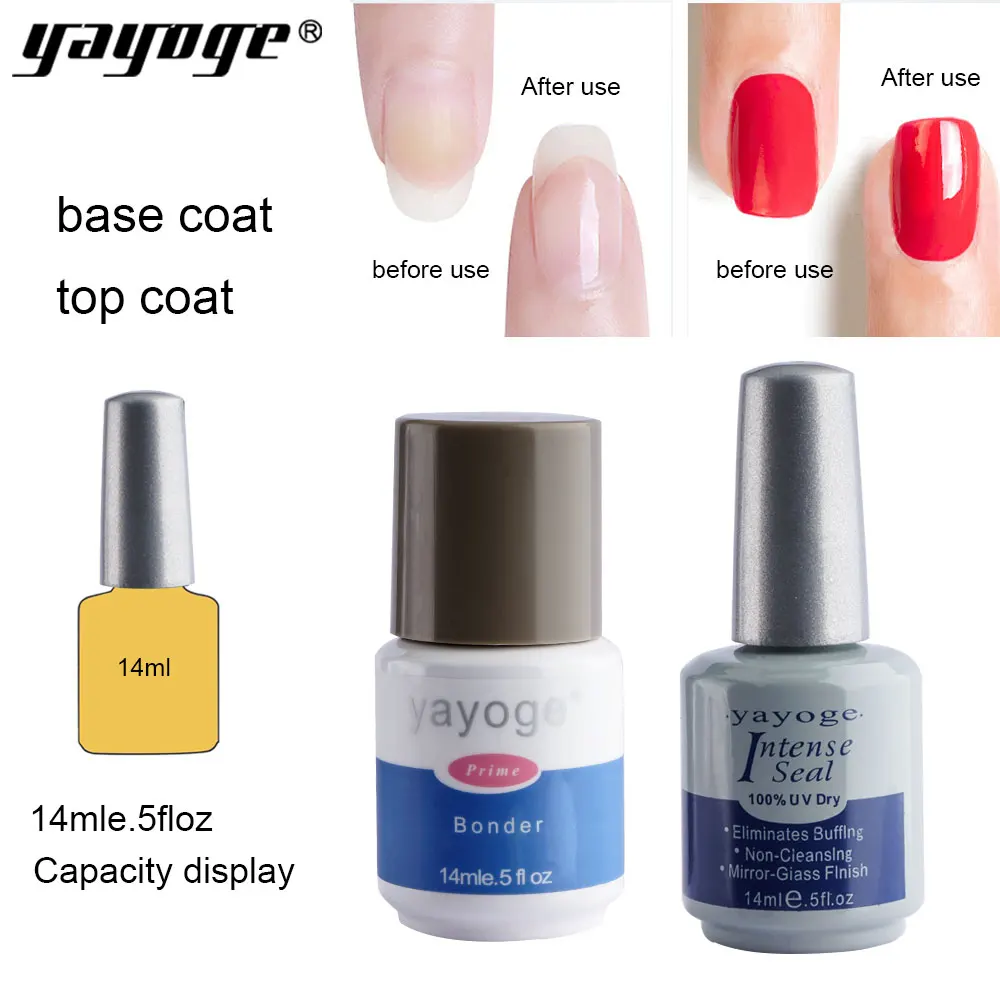Yayoge 2in1 14ml top base coat primer acrylic nail kit for UV gel nail polish art lacquer Bonder Intense Seal FAST Dry