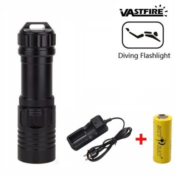 

Diving Flashlight Torch T6 1000lums Dive torch 200M Underwater Waterproof Tactical led Flashlights Lantern lamp+26650 battery