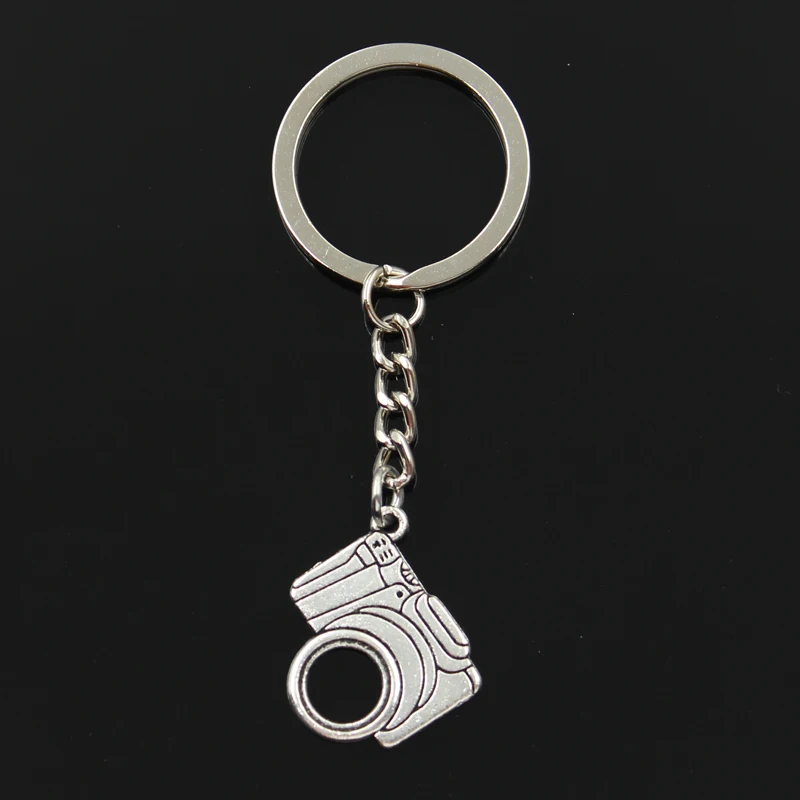 

Fashion 30mm Key Ring Metal Key Chain Keychain Jewelry Antique Silver Plated retro camera 23x22mm Pendant