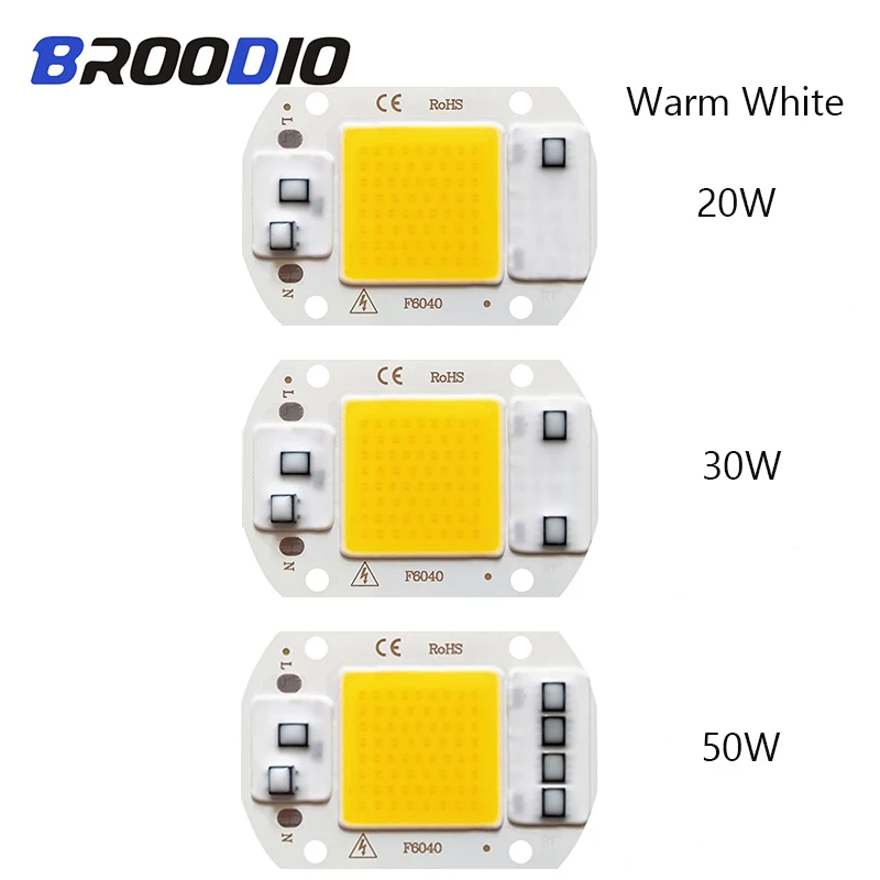 COB светодиодный светильник чип лампочки AC 220 В светодиодные лампы Смарт IC огни лампады диод 20 Вт 30 Вт 50 Вт теплый белый прожектор светодиодный DIY