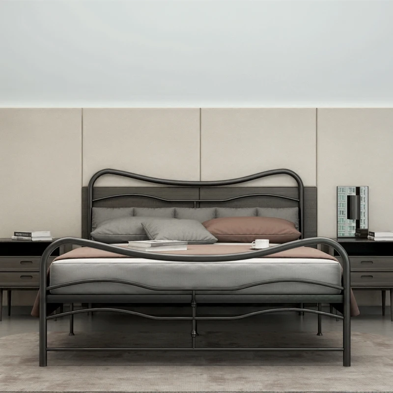 Modern contracted 1.8m iron art bed 1.5m adult double iron frame bed 1.2m single child princess bed iron bed Modern contracted 1.8m iron art bed 1.5m adult double iron frame bed 1.2m single child princess bed iron bed