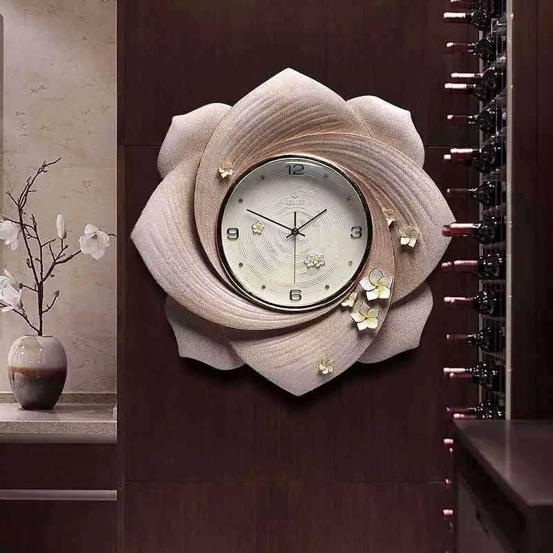 Modern Resin Embossed Clock Wall Hanging Flower Crafts Decoration Home