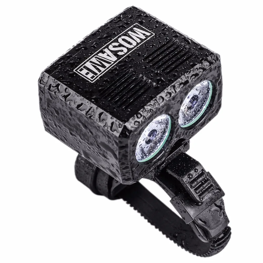 WOSAWE Double LED USB Rechargeable Bicycle Lights 2400 Lumen Waterproof Mtb Built-in Battery Bike Front FlashLights