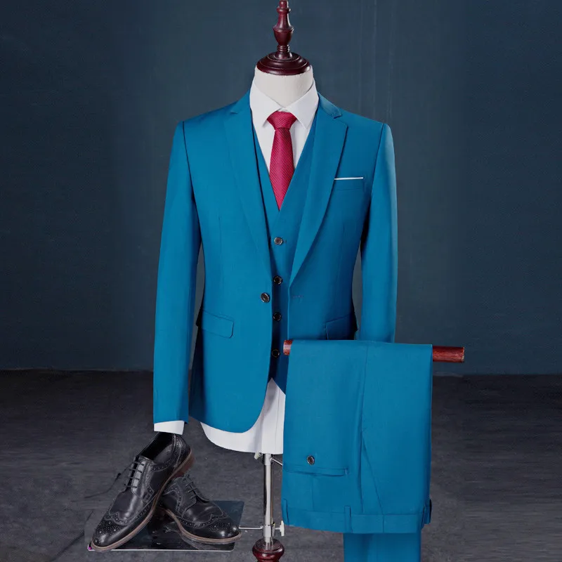 men Suit 2018 Famous Brand Mens Suits Wedding Groom Plus Size S- 5XL 3 Pieces(Jacket+Vest+Pant) Slim Fit Casual Tuxedo Suit Male