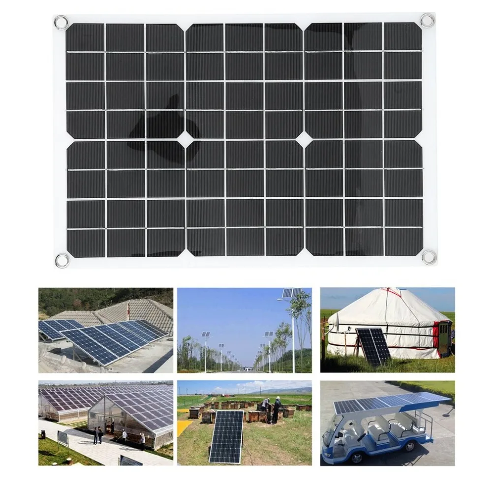 

(Ship From UK)20W Solar Charging Device Monocrystalline Solar Panel Camping Power Supply With 10A Battery Charger 8m Clips Cable