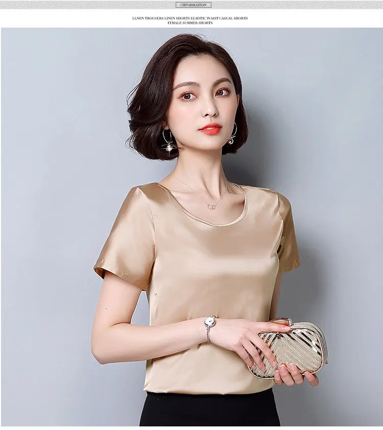 New Korea Fashion Blusas Mujer 2018 Summer Short Sleeve Plus Size Shirts Women Blouses Casual Wine Green Slik Tops Ladies (3)