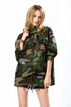 camouflage military anorak embroidery jacket women fashion oversized army green female streetwear patch basic coat parka