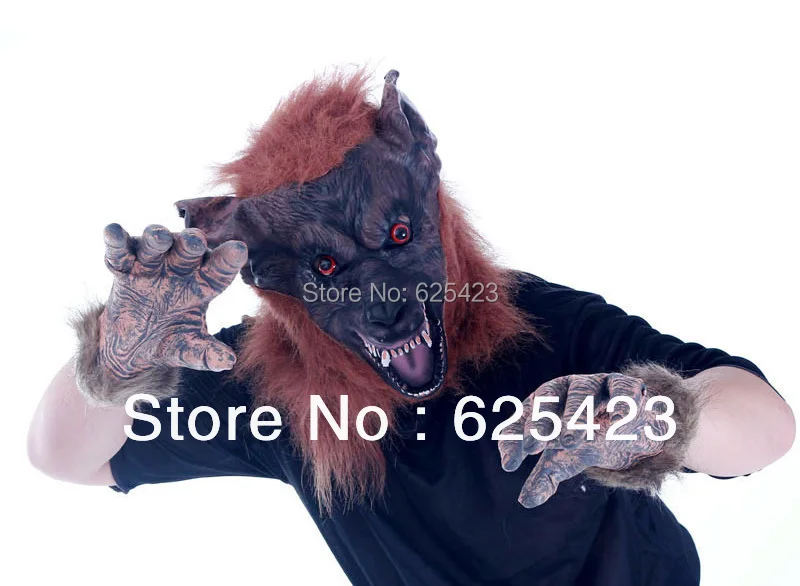 Free Shipping! Halloween Masquerade Wolf Mask Cartoon Simulation Wild &amp Cosplay Carnival Gloves Set |