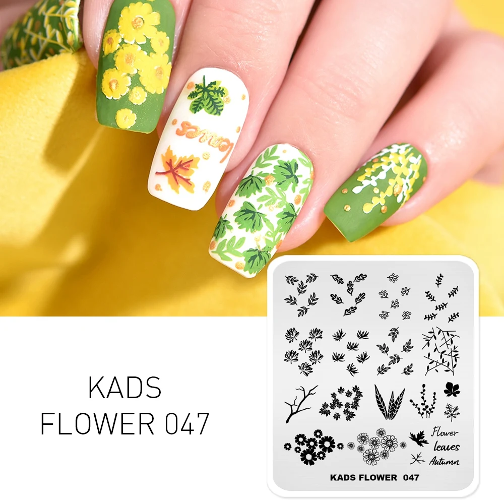 

KADS Flower and Leaves Nail Stamping Plates Autumn Pattern Image Manicure Stencil Printing Template Stamping Tool nail stamper