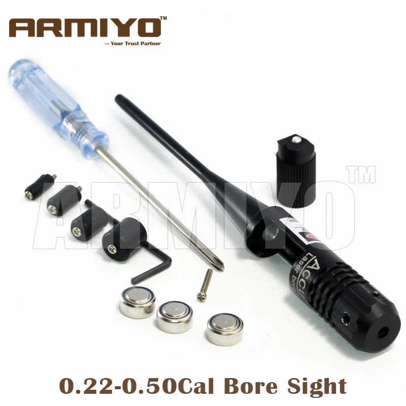 

Armiyo Accurate Tactical Red Dot Bore Sight Laser 0.22-0.50 Cal Hunting Optics Scope collimator Shooting Paintball Accessories