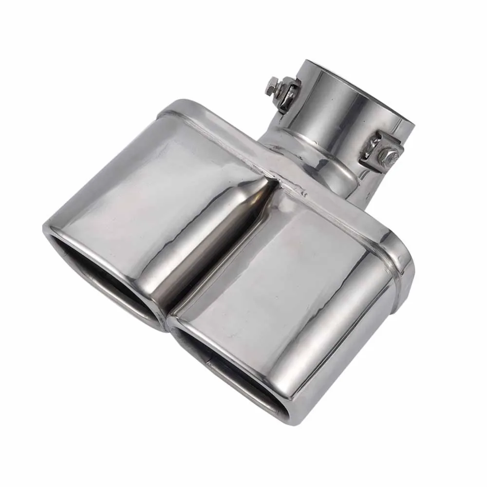 

Exhaust Pipe Dual Muffler Tip Stainless Steel Car Pipes Car Styling Silver Tail Mufflers