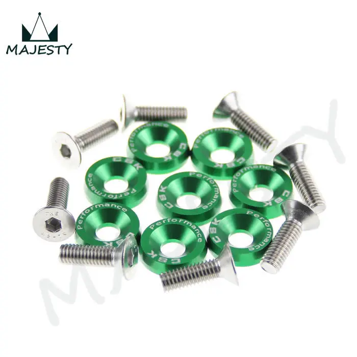 8pcs M6 Wide Hex Screw Bolt Bumper Fender Washer Anodized Aluminum blue
