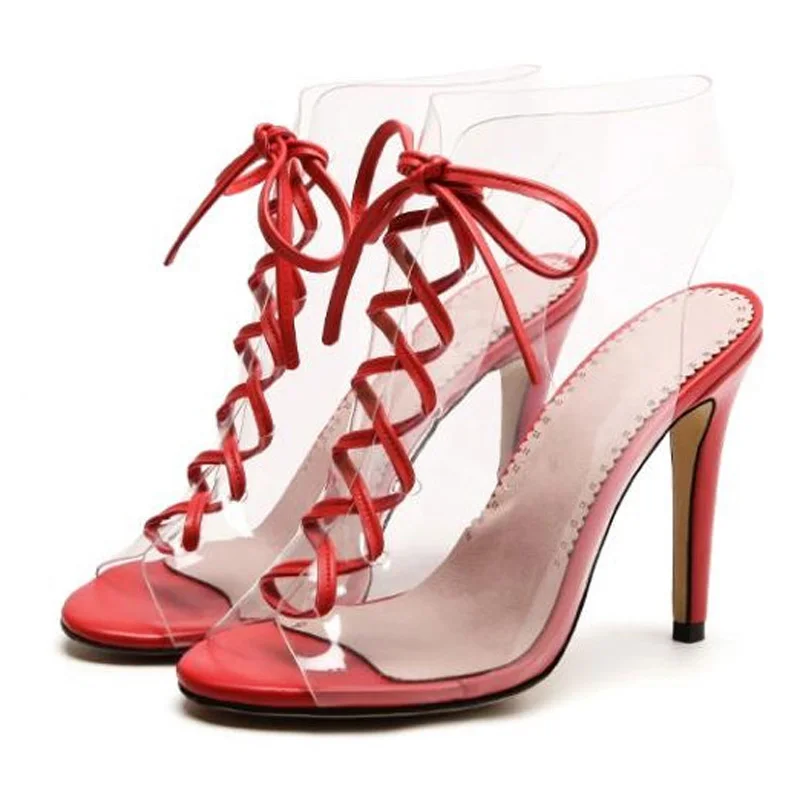 Big Size 33-43 PVC Women Platform Sandals Red Super High Heels Waterproof Female Transparent Wedding Shoes Sandalia Feminina L30 (5)