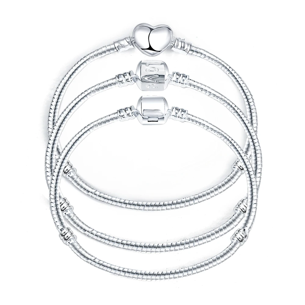 

Hot Silver Love Snake Chain Fit Charm Bracelet & Bangle Charm Jewelry Gift For Men Women 16-21cm