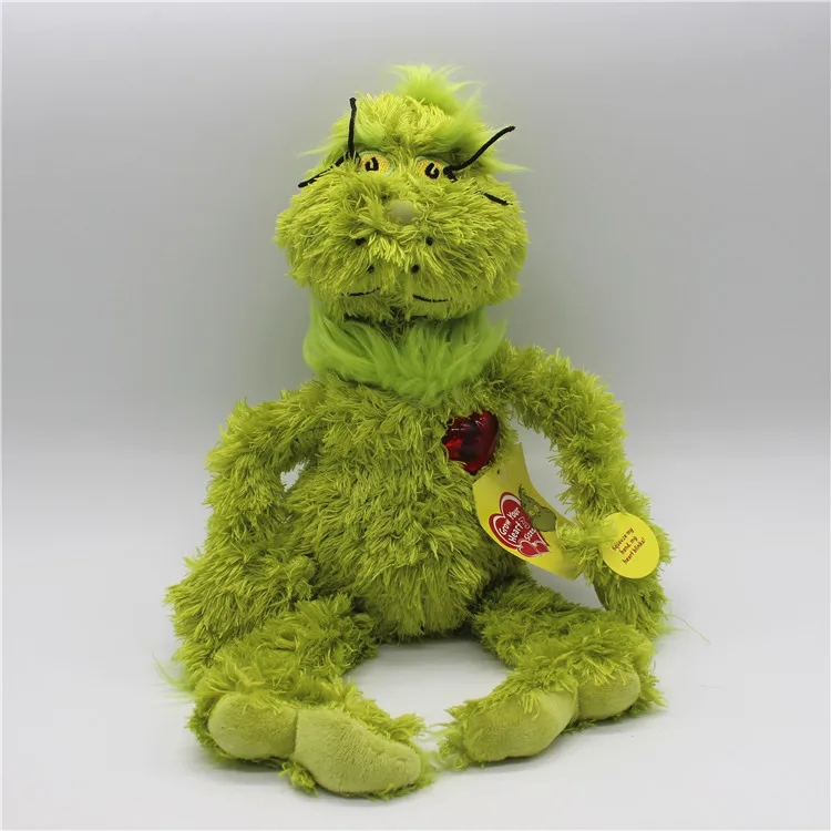 

1piece 38cm High quality origin Dr Seuss Grinch Plush Toys Grow your heart Stuffed Plush toy with light up heart soft toys