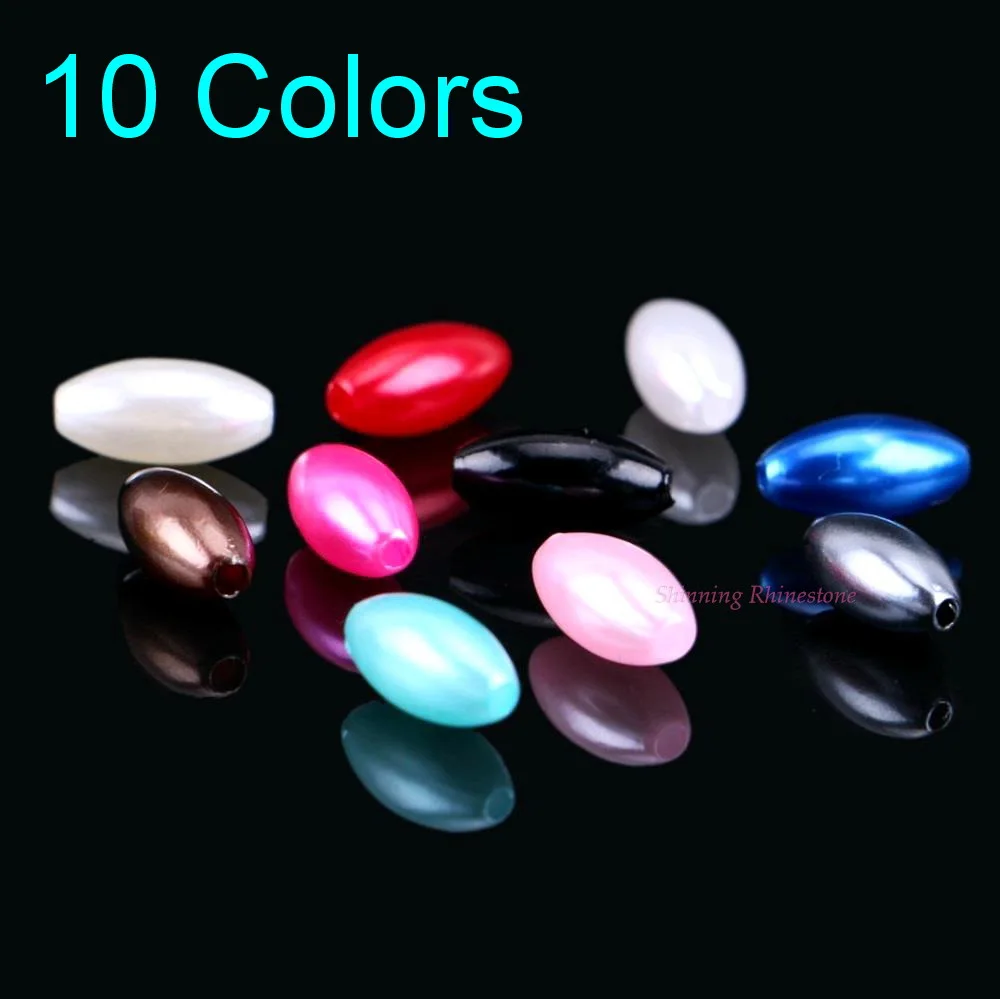 

6x12mm Sewing On Imitation Pearls Sew On Oval Beads Straight Hole Acrylic Ellipse Bead Rice Shape 250Pcs/Pack