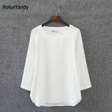 Three Quarter Sleeve Women Tops Brand New Summer Style Plus Size 3 4 XL T-shirts White Pullovers KK2852