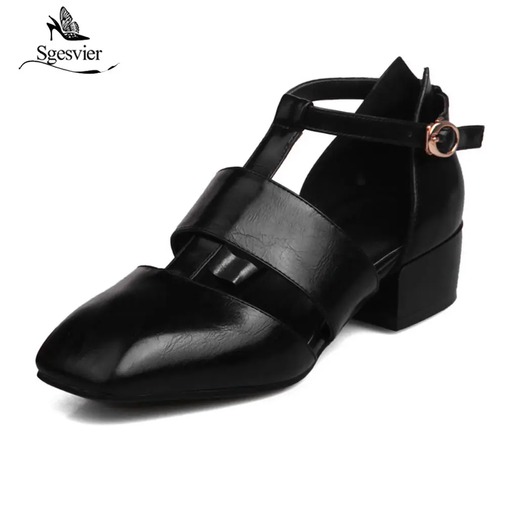 

Sgesvier Square Head Gladiator Rome sandals Vintage Style Women Shoes Buckle Straps Neutral Autumn Thick Heels Plus Size 48 B289