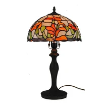 Ретро Тиффани; цветочный узор; настольную лампу Европейский Стиль цветное Стекло кабинет Спальня прикроватная домашний Декор Светильник T176