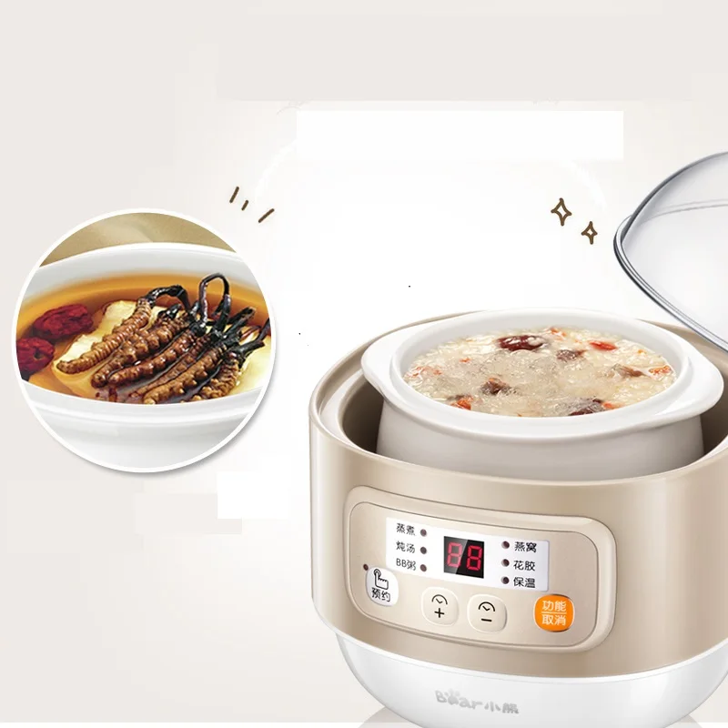 

Bear Brand Automatic 220V BaBy Porridge Electric Cooking Pot Electricity Stew Pot Ceramic Material Stewing Pot EU/AU/UK