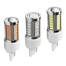 2 шт. T20 7440 W21W WY21W 33 smd 5730 5630 Светодиодный автомобиль желтый Поворотная сигнальная лампа красный тормозной светильник белого Авто Задние фонари 12V 2X