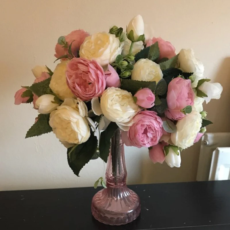 

5 Big Heads 30cm Rose Pink Silk Bouquet Peony Artificial Flowers Wedding Fake Flowers Festival Supplies Home Decor Bouquet