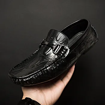 

Men Fashion Shoes British Style Man Causal Shoes Crocodile Pattern Genuine Leather Slip on Loafers Mens Shoes Zapatos Hombre