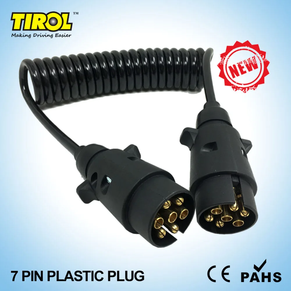 TIROL 7-контактный Пластик Plug черный проводов прицепа пружинный кабель разъема 12 n-типа X2 12N Вилки 150 см T23489b