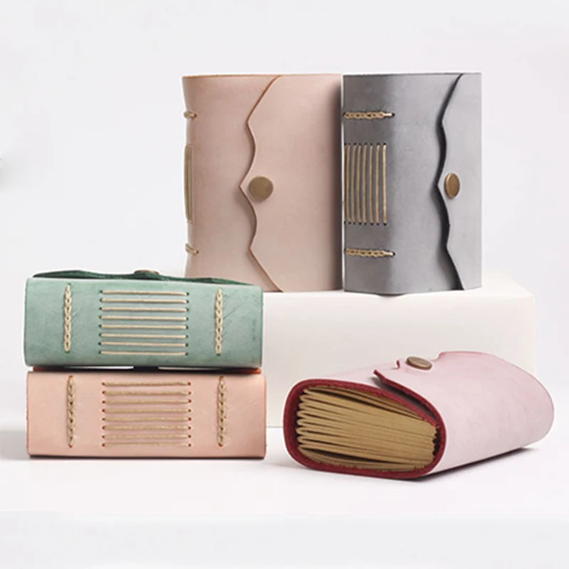 

K&KBOOK Vintage Business Cowhide Wax Oil Genuine Leather Notebook A7 Pocket Handmade Traveler Notebook Diary Refillable Journal