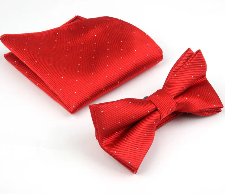 Мужской Стильный серебряный галстук-бабочка в горошек носовой платок вечерние карманные квадратные комплекты SETBW0010