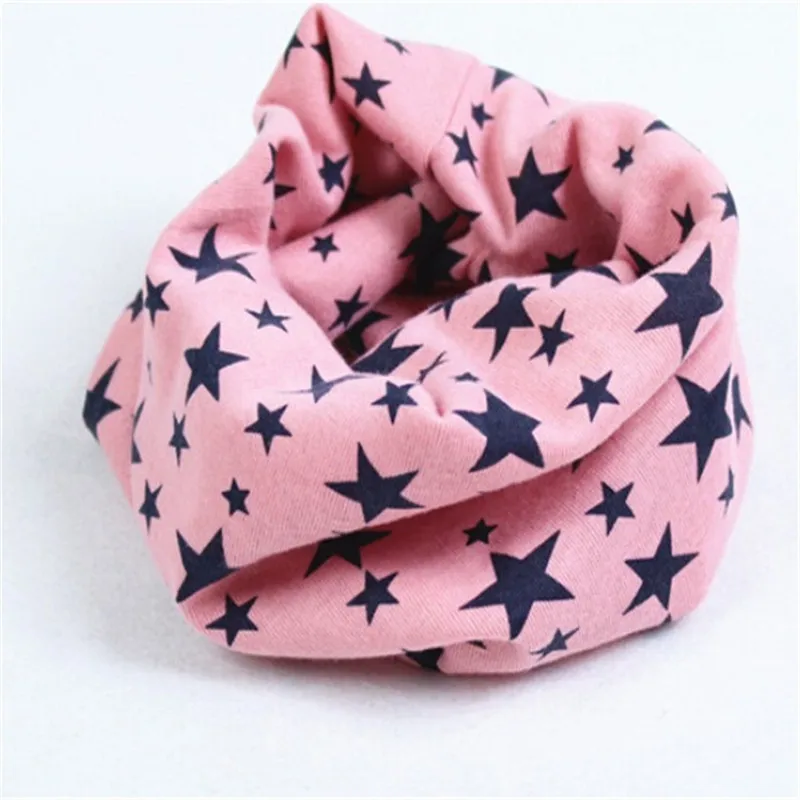 Модный милый детский шарф с мультяшным принтом, детский хлопковый шарф воротничок, осенне-зимний шарф для маленьких мальчиков и девочек - Цвет: Pink star