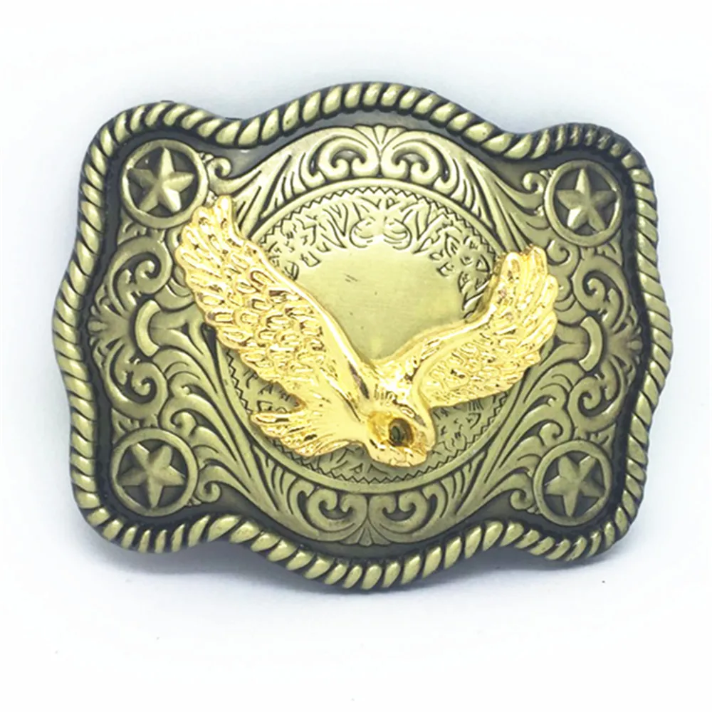 

Cowboy golden eagle pattern wear-resisting zinc alloy belt buckle restoring ancient ways is suitable for the 4.0 belt