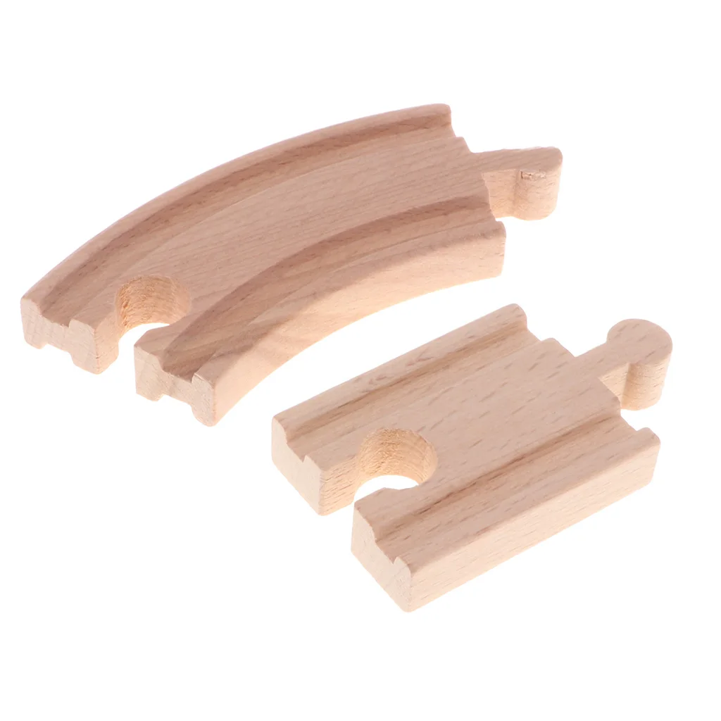 22 Piece/Pack Wooden Train Track Railway Toy for Car Vehicle Playset - Compatible with All Major Toy Train Brands Overpass Track