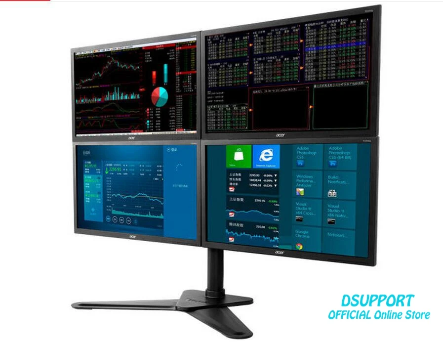 Full Motion 4 screen Monitor Holder Desktop Stand