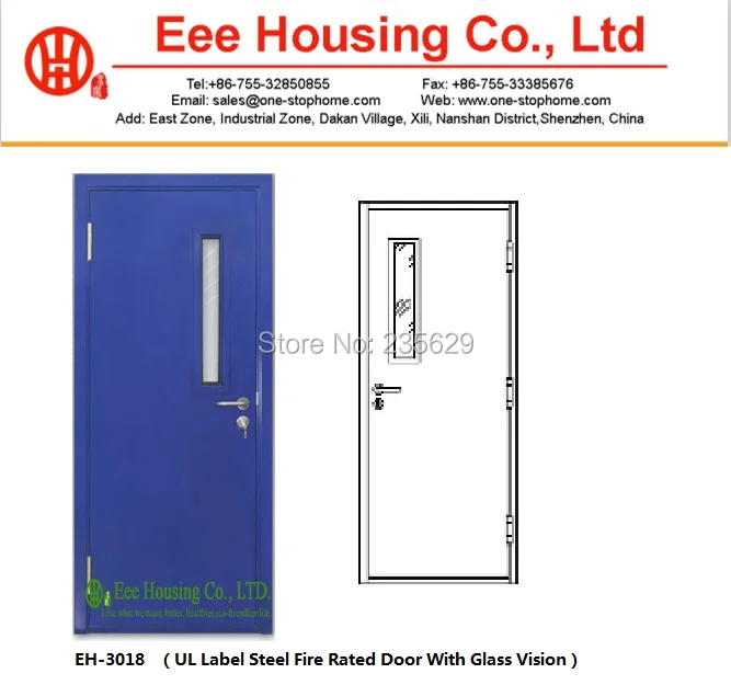 UL fire doors,Steel Fire Rated Door with Glass Vision, FireResistance