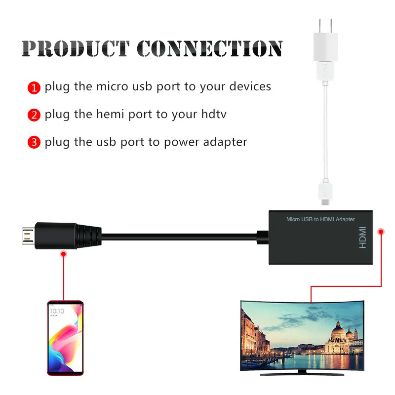 Micro USB мужчина к HDMI Женский адаптер 1080 P HDMI кабель для телефона Android для планшета телевизора поддержка 192 кгц цифровой аудио/60 Гц HD видео