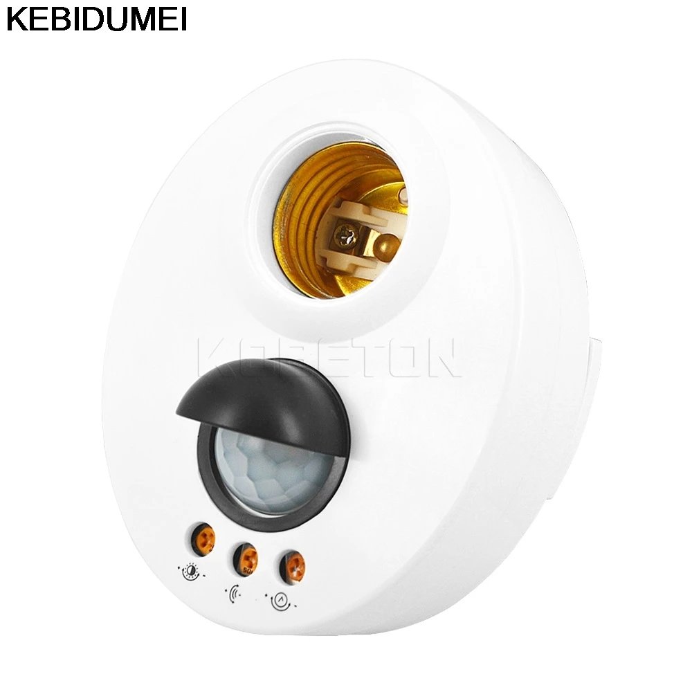 

New E27 LED Bulb Base Infrared IR Sensor Automatic Wall Light Lamp Holder Socket PIR Motion Switch Detector 110V 220V Adjustable