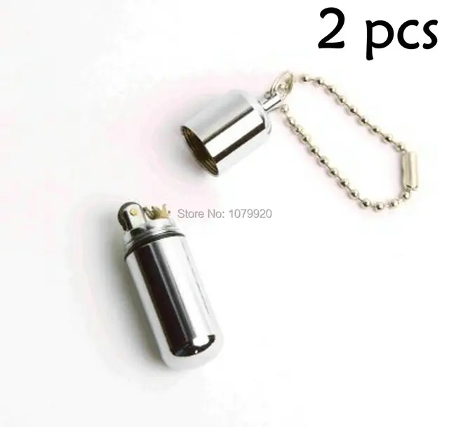 Pack of 2 Capsule shape FireStash Miniature Key Ring Lighter fluid