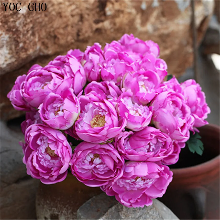 Artificiale Peonia Bouquet Di Rose Di Seta Decorazione Di Cerimonia Nuziale Falso Fiore Di Peonia Tocco Reale Rose Bouquet Da Sposa Casa Partito Decor
