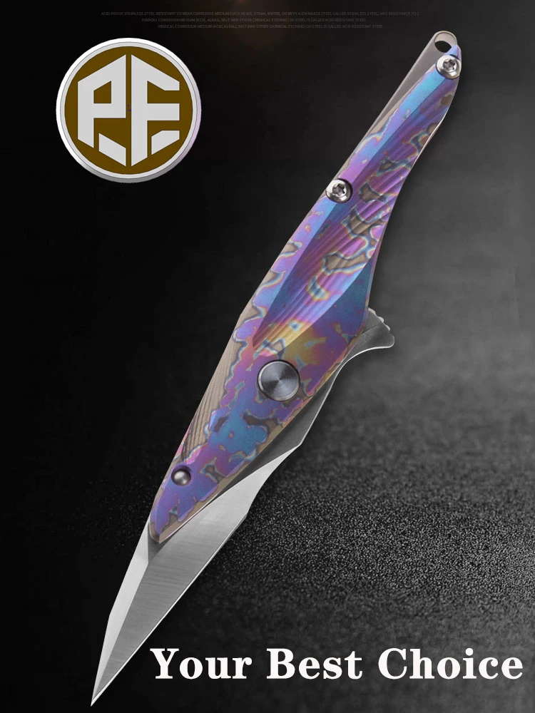 Petrified fish Pocket Knife S35VN Blade Ball Bearing Titanium Handle Tactical Folding Knife Letter Opener Tool Utilily Knife