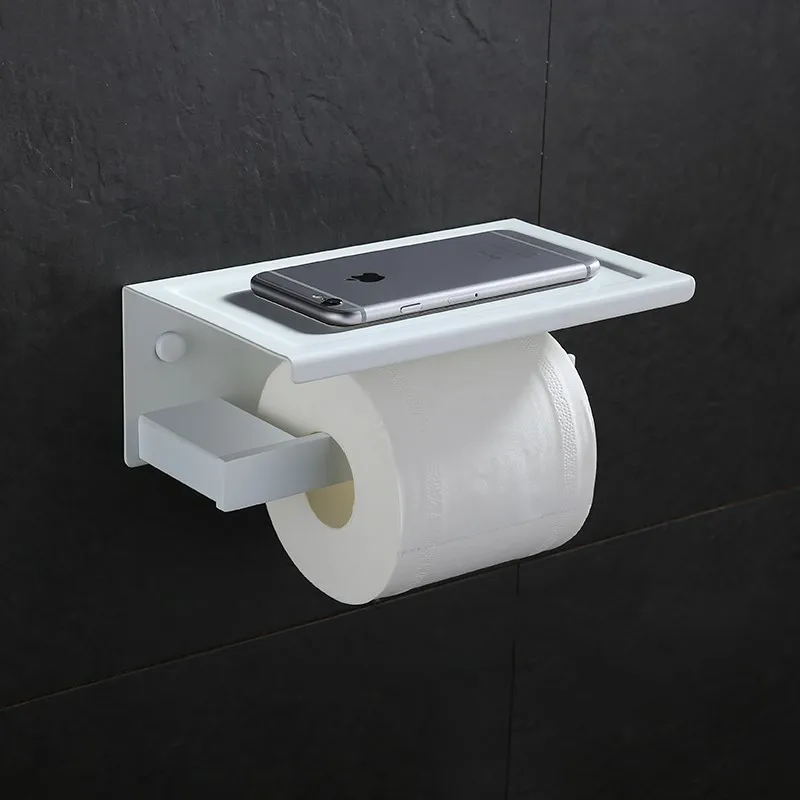 Высокое качество Туалет Бумага держатель sus304 Нержавеющая сталь Ванная комната держатель для хранения полки матовая белая отделка-