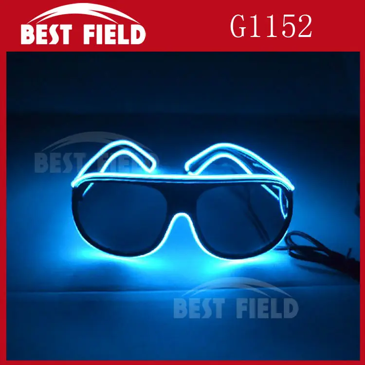 

Free shipping El Wire Glow Sun Glasses Led DJ Bright Light Safety Light Up Multicolor Frame Voice control led heart glasses