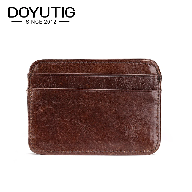 

DOYUTG 2019 Vintage Men Genuine Leather Simple Wallet Short Slim Male Purses Credit Card Real Leather Square Coin Purse B059