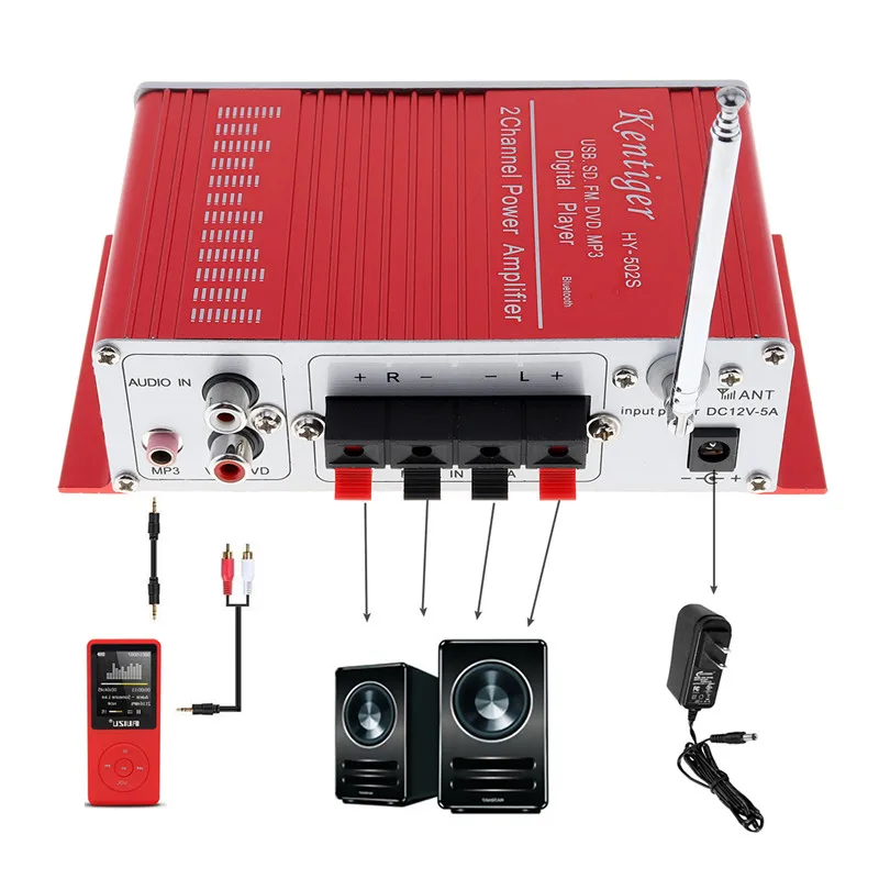 HY 502S 2 Hi Fi Bluetooth цифровой аудио плеер Автомобильный усилитель fm радио стерео