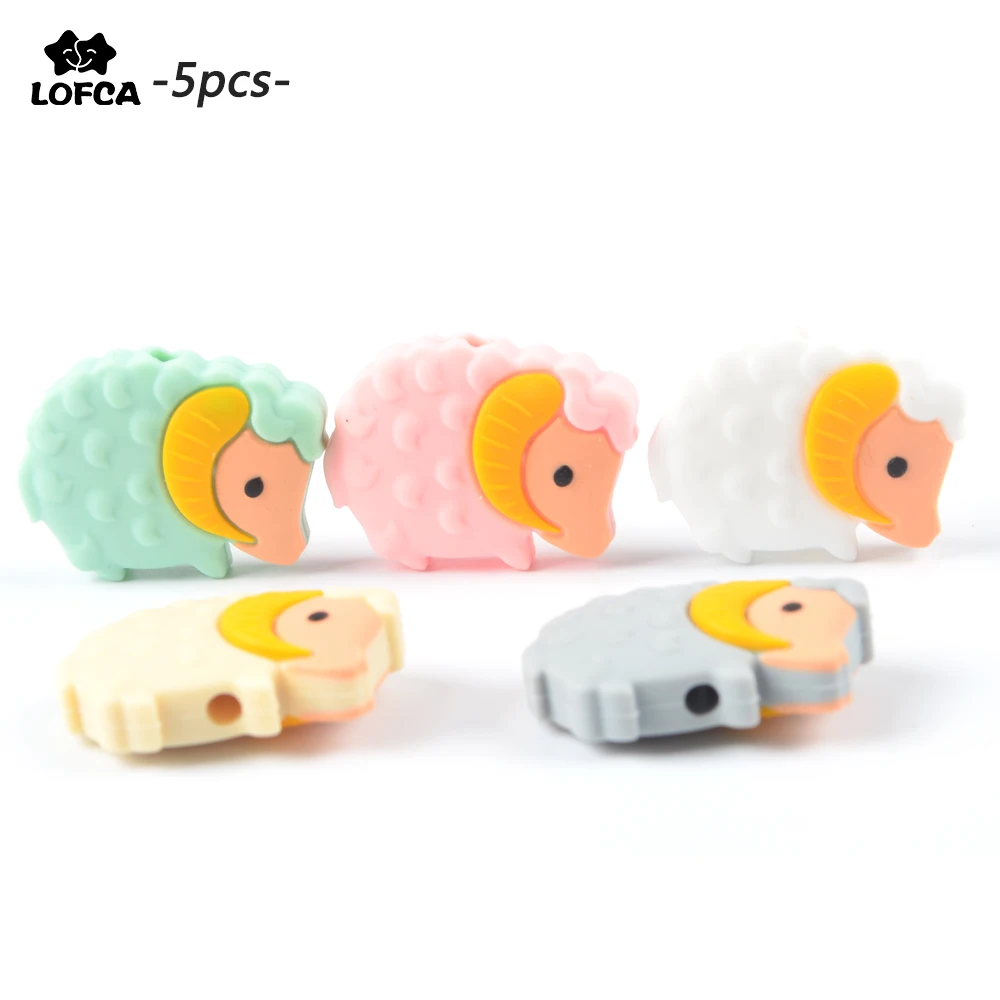LOFCA 5 шт./лот мини Коза силиконовые бусины Прорезыватель для зубов в виде овец и